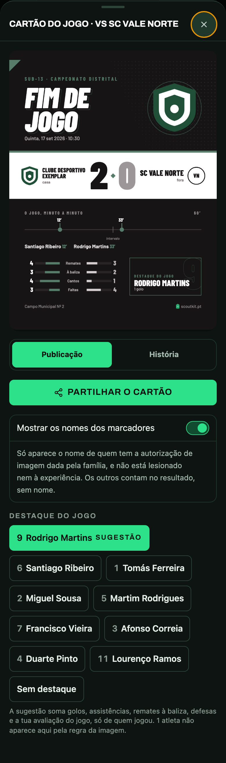 Partilha o cartão do fim do jogo