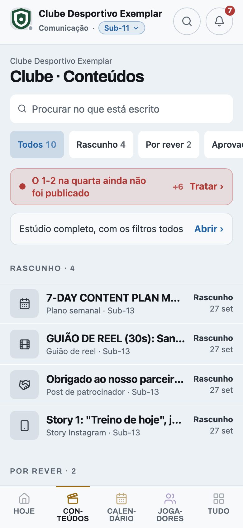 Gera o conteúdo a partir dos dados reais
